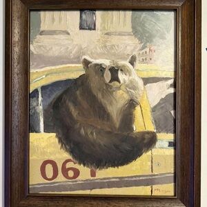 Brown Bear Painting in Wooden Frame